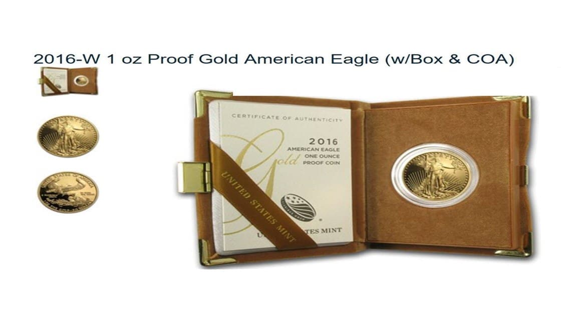 6691517256acb_1Oz_American_Eagle_with_COA A gold american eagle coin in its holder.